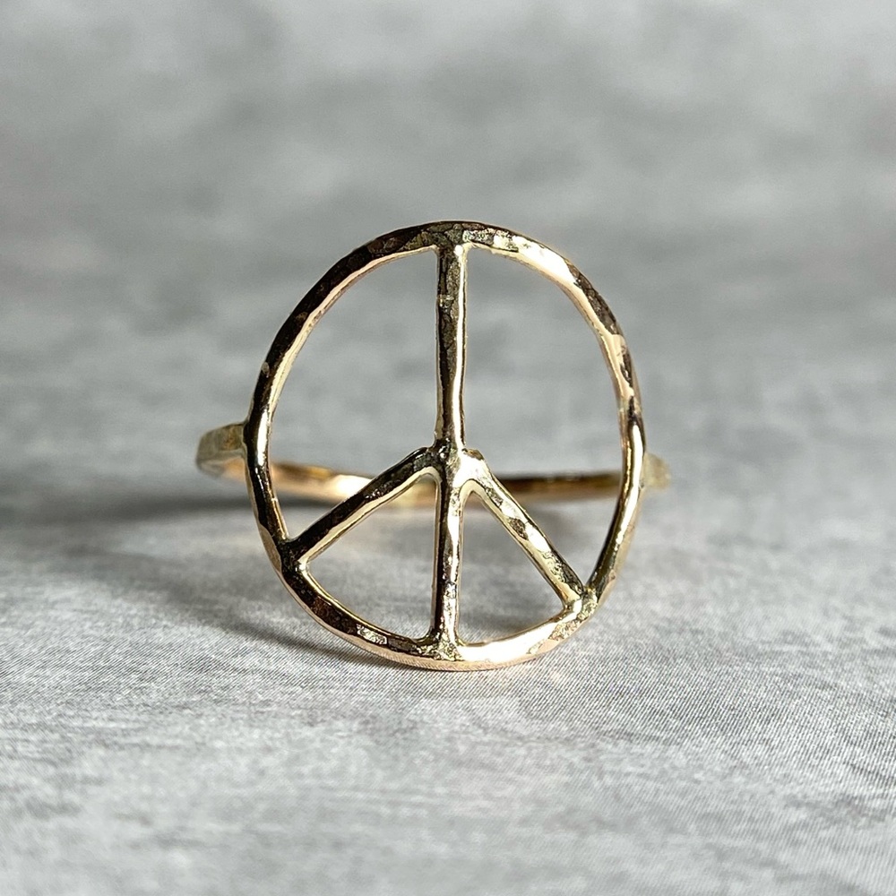 14k Gold Peace symbol ring, handmade peace ring, classy ring for women NWT - Picture 5 of 9